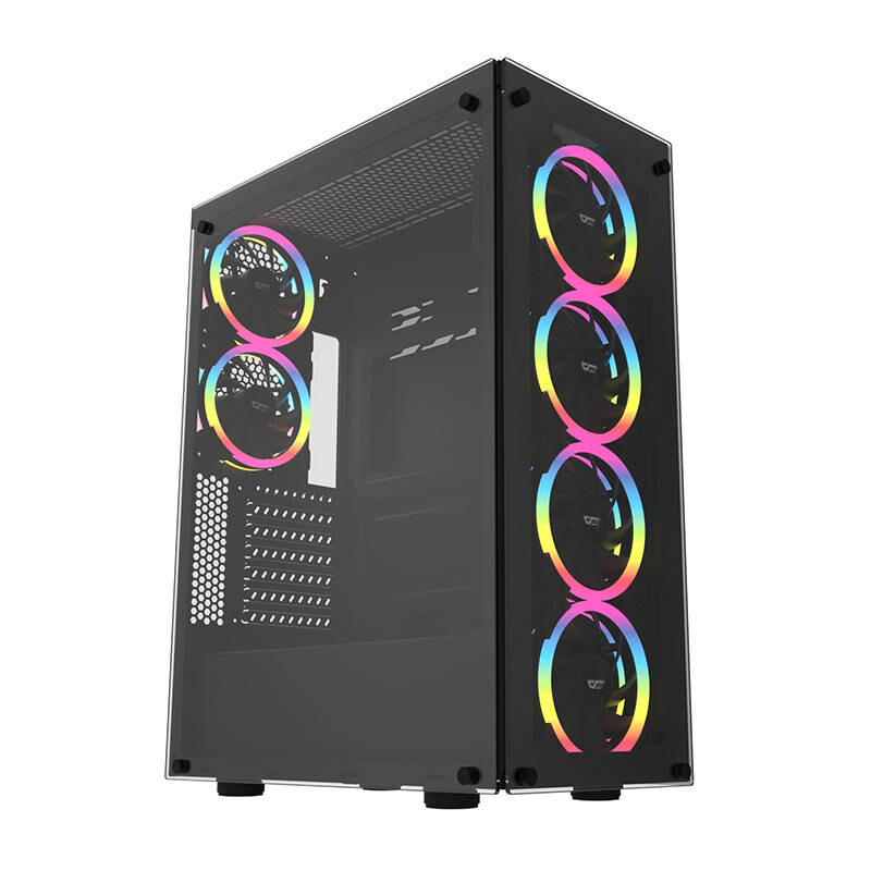 Datoru korpuss Computer Case Darkflash Phantom + 6 fans black (Phantom w 6*argb fan)