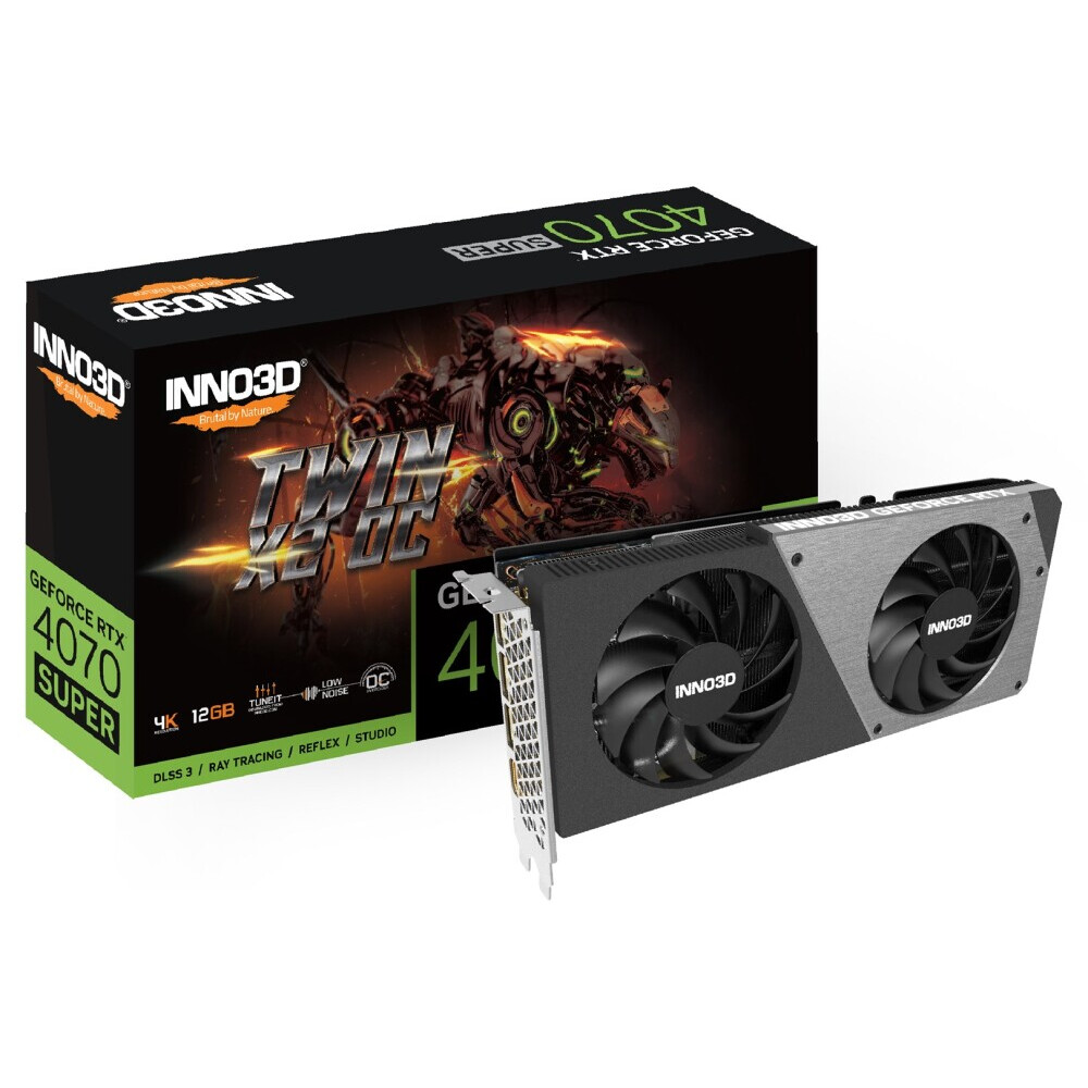 Videokarte Inno3D GEFORCE RTX 4070 SUPER TWIN X2 OC NVIDIA 12 GB GDDR6X (VGAIN3NVD0100)