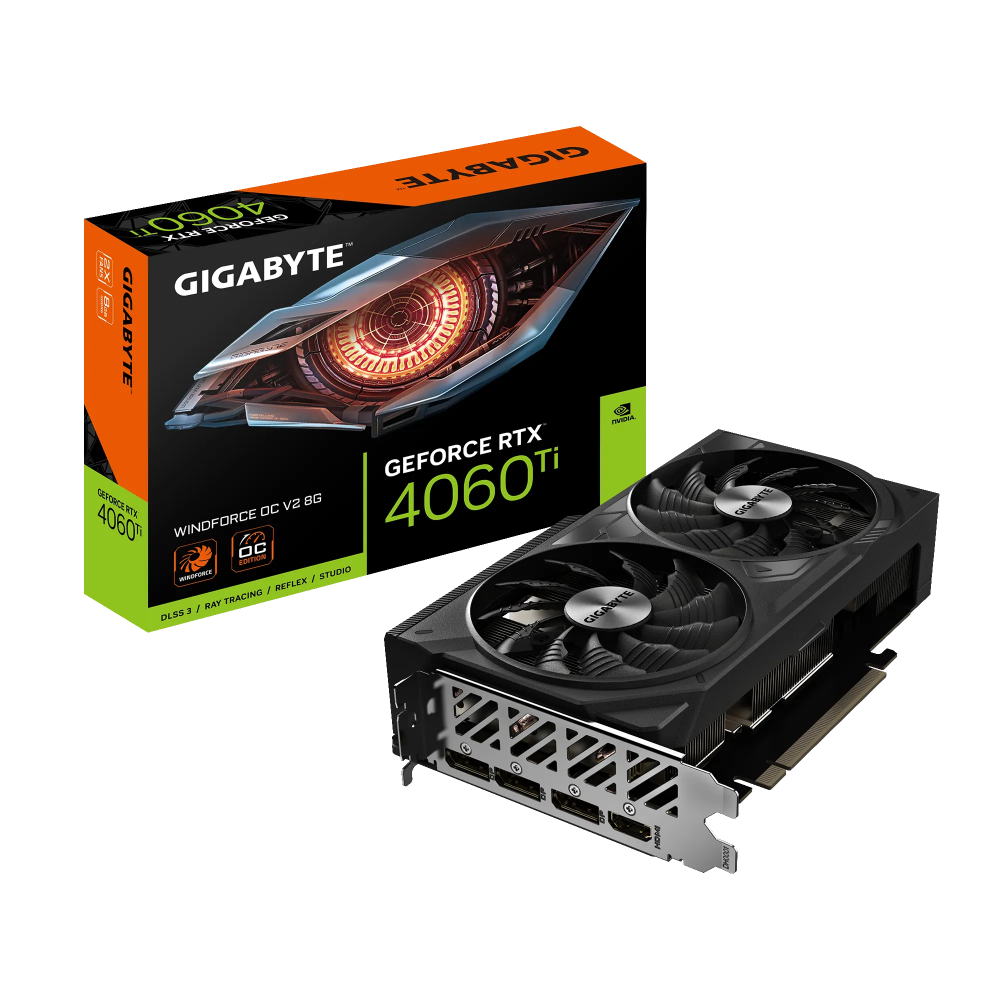 Videokarte GIGABYTE GeForce RTX 4060 Ti WINDFORCE 8GB (GV-N406TWF2OCV2-8GD)