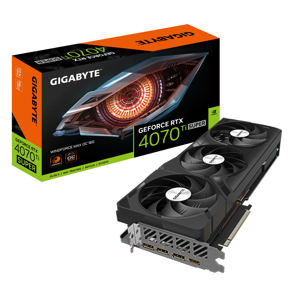 Videokarte GIGABYTE GeForce RTX 4070 Ti SUPER 24GB (GV-N407TSWF3MAX OC-16GD)