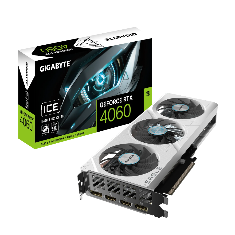 Videokarte GIGABYTE RTX4060 EAGLE OC ICE 8GB (GV-N4060EAGLEOC ICE-8GD)