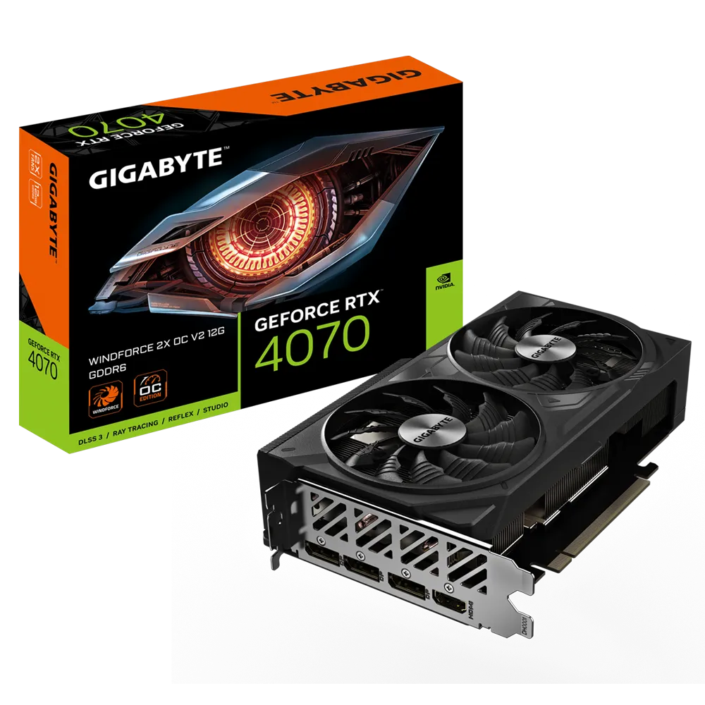 Videokarte GIGABYTE RTX4070 WINDFORCE 2X OC V2 12GB (GV-N4070WF2OCV2-12GD)