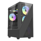 Datoru korpuss DarkFlash Aigo E330M Middle Tower + 4 argb fans black (E330M Black)