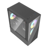 Datoru korpuss DarkFlash Aigo E330M Middle Tower + 4 argb fans black (E330M Black)