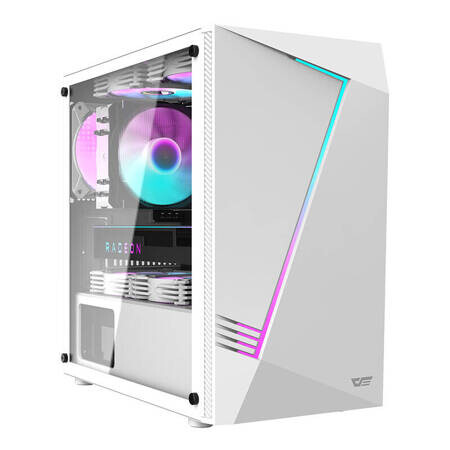 Datoru korpuss DarkFlash Aigo AL390 Middle Tower + RGB fan white (AL390 White)