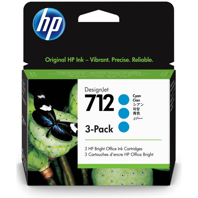 Kasetne HP 712 3-Pack 29-ml Cyan DesignJet Ink Cyan (3ED77A)