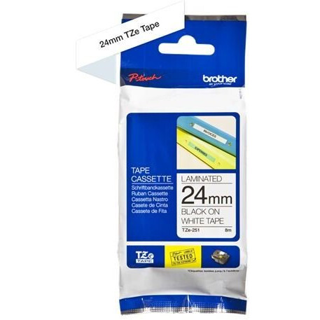 Lente BROTHER TZE251 tape black/white 24mm 8m (TZE251)