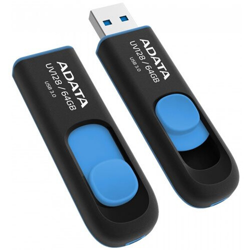 USB zibatmiņa ADATA 64Gb UV128 Black/Blue (AUV128-64G-RBE)