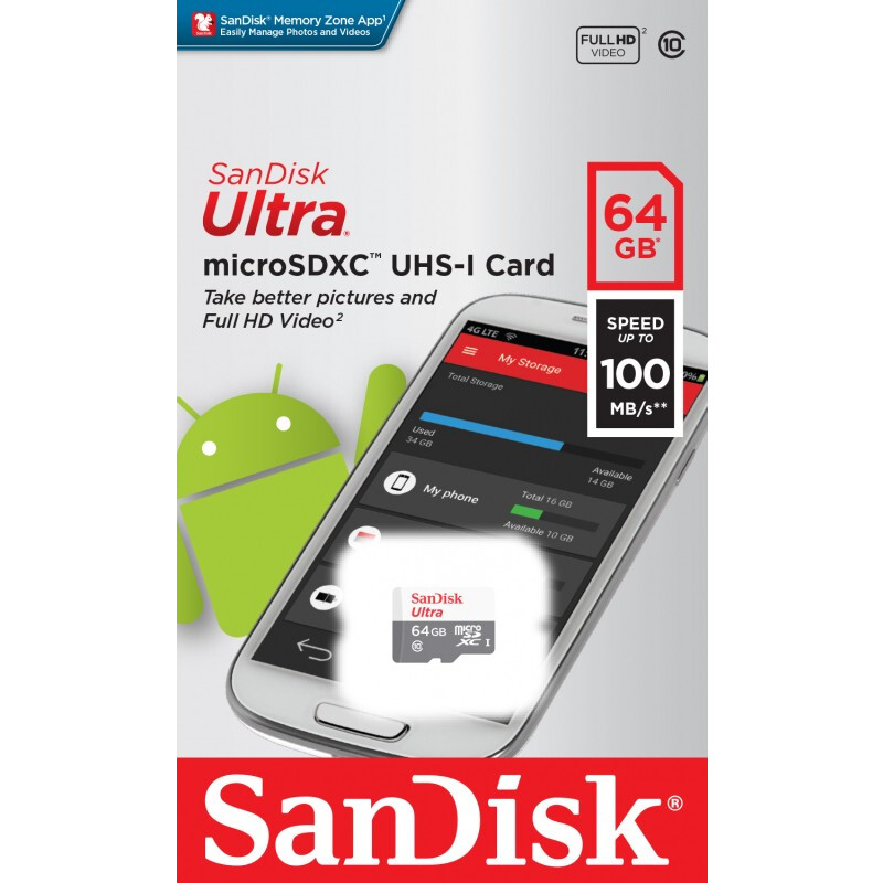 Memory card 64Gb MicroSD SanDisk Ultra (SDSQUNR-064G-GN3MN)